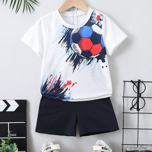 Football T-Shirt & Shorts Set for Kids | Stylish Summer Outfit for Baby Boys & Girls